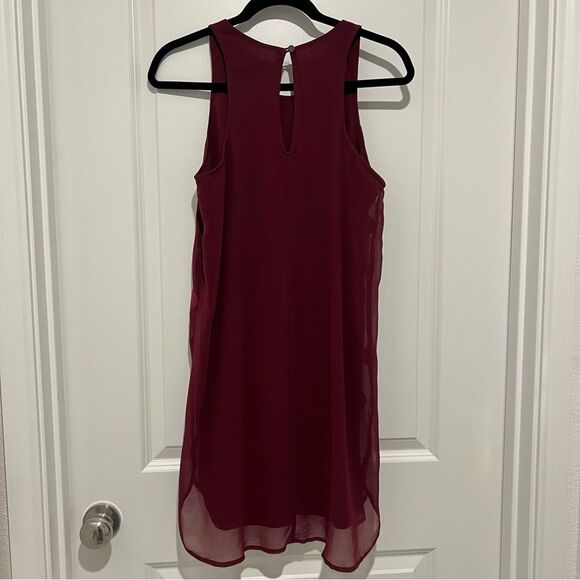 Xhilaration Women's Sleeveless Shift Dress Burgundy Polka Dot Size Small Lined - Picture 7 of 8